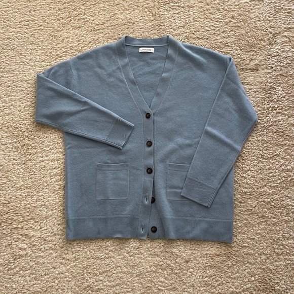 Naadam Sweaters | Naadam Baby Blue Grandpa Cardigan 100% Cashmere Size L | Color: Blue | Size: L | Margonwynn's Closet